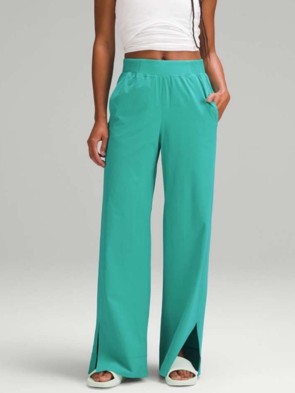 Lululemon Stretch Woven Wide-Leg High-Rise Pant in Kelly Green Size Large